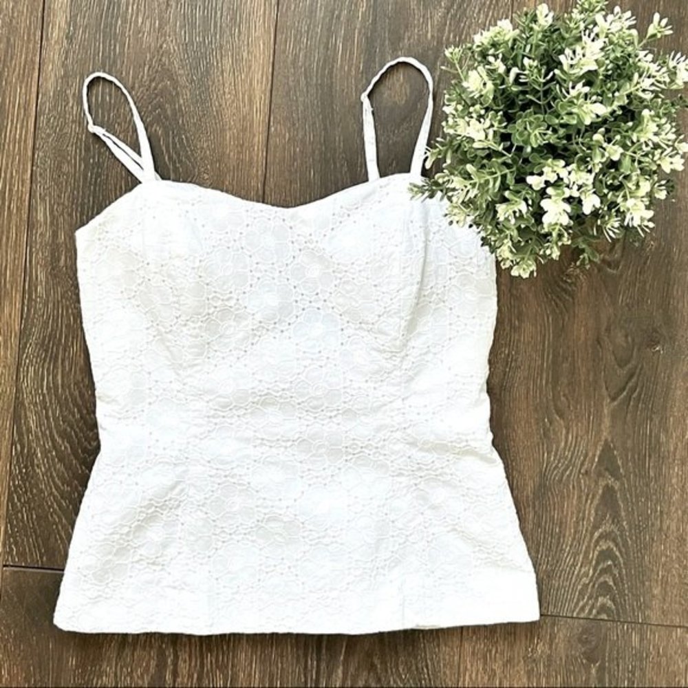 Lilly Pulitzer Fitted Eyelet Tie up Back Corset Top
